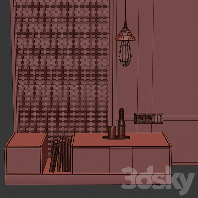 Wall composition bedroom headboard kit 03 3DS Max Model - thumbnail 6