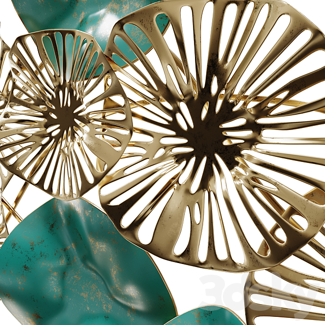 Wall Decor Flowers Golden-turquoise 3DS Max Model - thumbnail 2