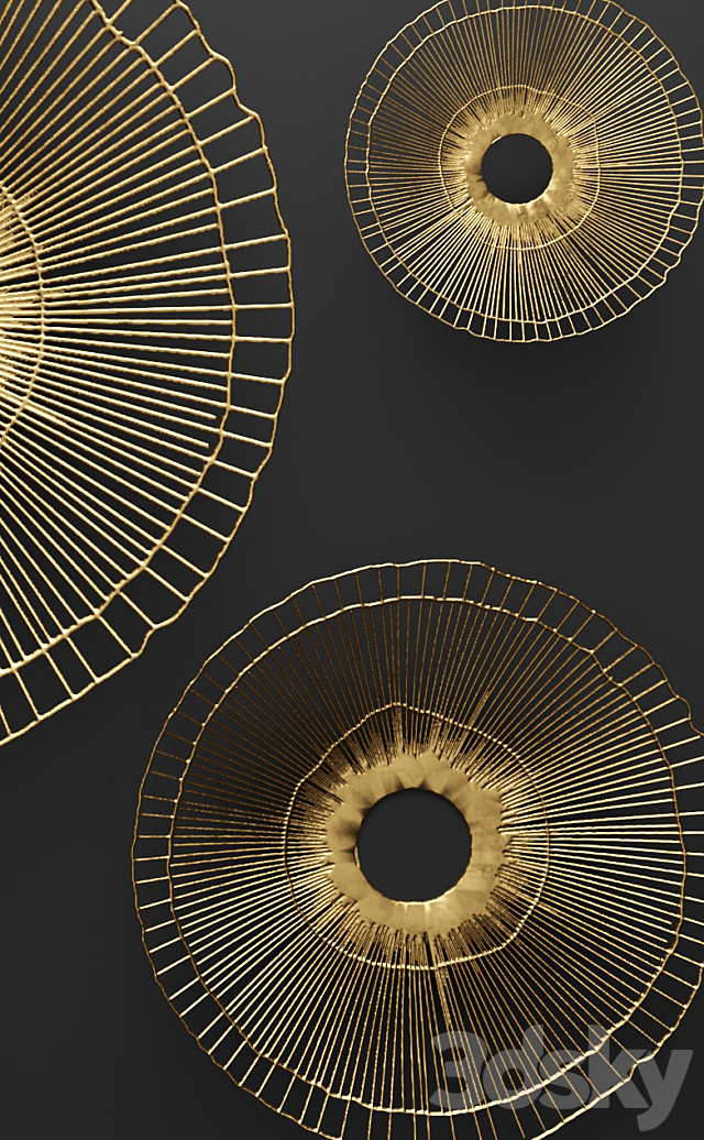 Wall decor futuristic coral. Panel. wall decor. art. metal. luxury. gold. abstraction. flowers. panels. round. discs. sun. loft. coral. sculpture. art. lattice. wall decor 3DSMax File - thumbnail 2