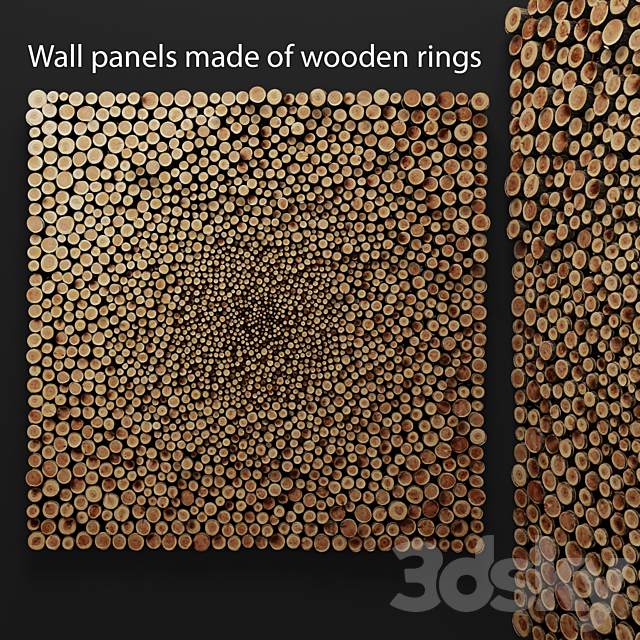 Wall decor of wooden rings. panel. wooden decor. disks. rings. cut. cut. picture. decorative wall. eco design. style 3DSMax File - thumbnail 1