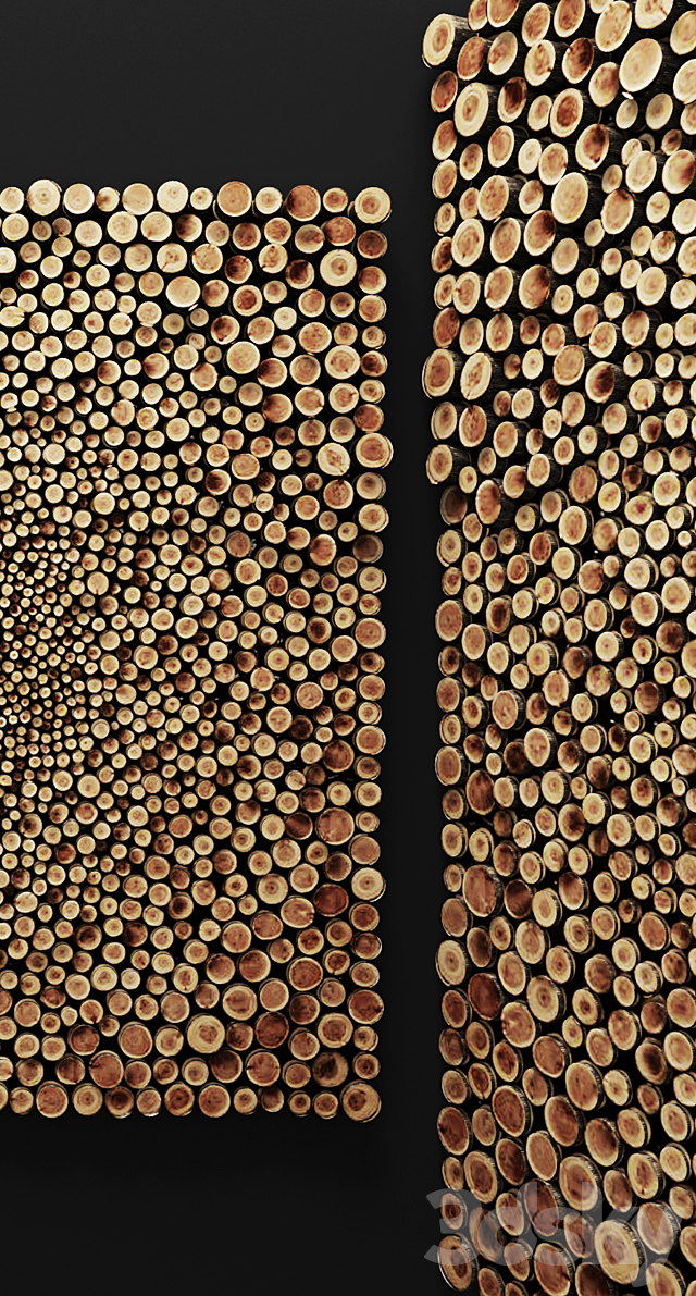 Wall decor of wooden rings. panel. wooden decor. disks. rings. cut. cut. picture. decorative wall. eco design. style 3DSMax File - thumbnail 2