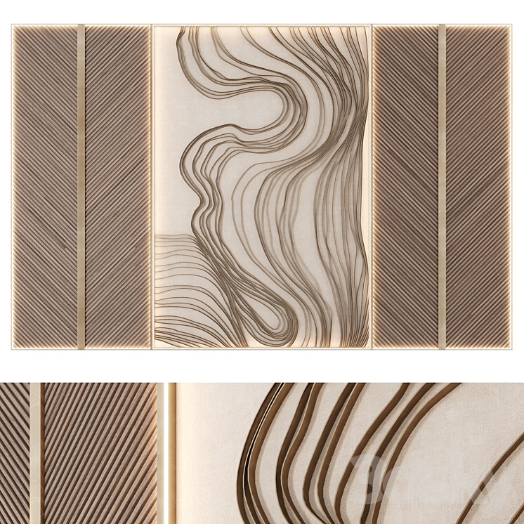 Wall Decor Waves 2 3DS Max Model - thumbnail 1