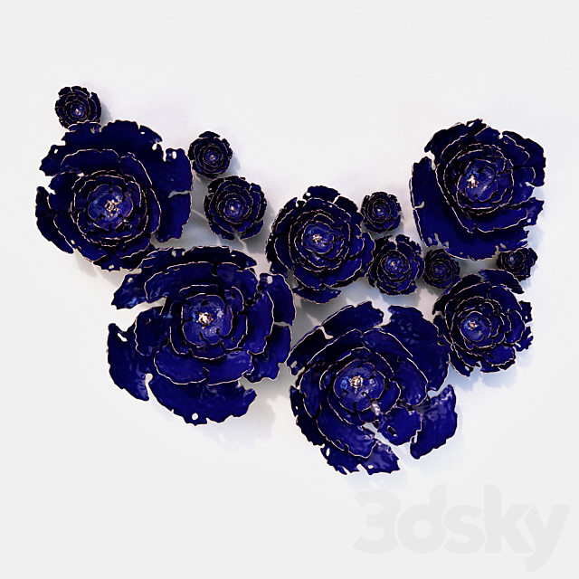 Wall decoration. ceramic peony flowers 3DSMax File - thumbnail 1