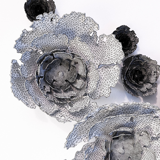 Wall decoration. ceramic peony flowers 3DSMax File - thumbnail 3