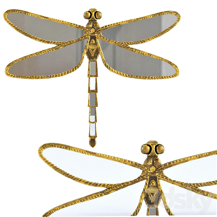 Wall Decoration Dragonfly Mirror 3DS Max - thumbnail 1