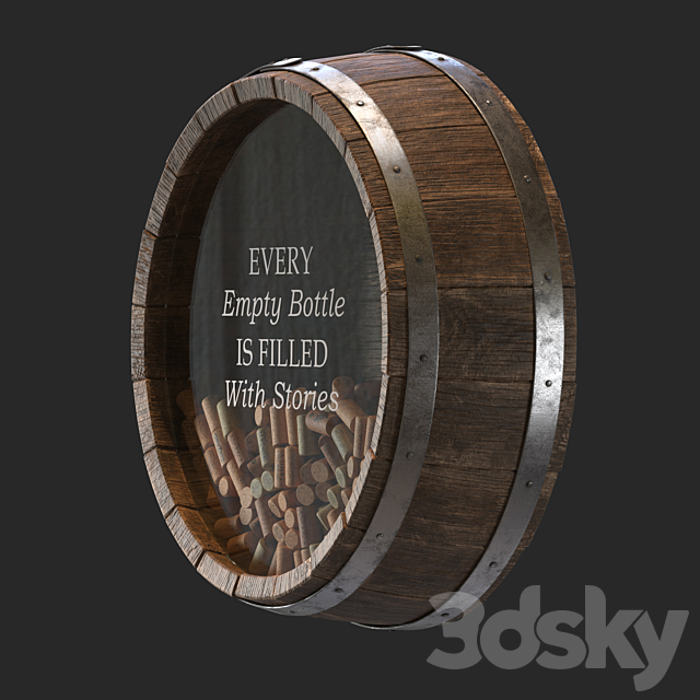 Wall decorative wine barrel 3DS Max Model - thumbnail 4