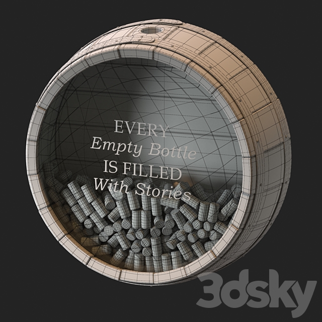 Wall decorative wine barrel 3DS Max Model - thumbnail 5