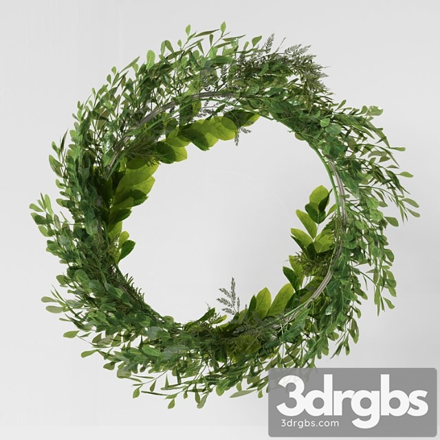 Wall hanging green leaf ring-03 3dsmax Download - thumbnail 1