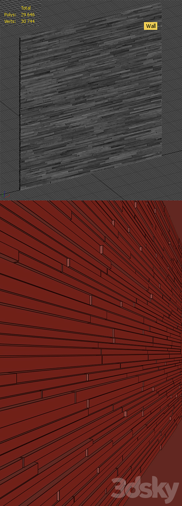 Wall of colored wooden slats 3DSMax File - thumbnail 3