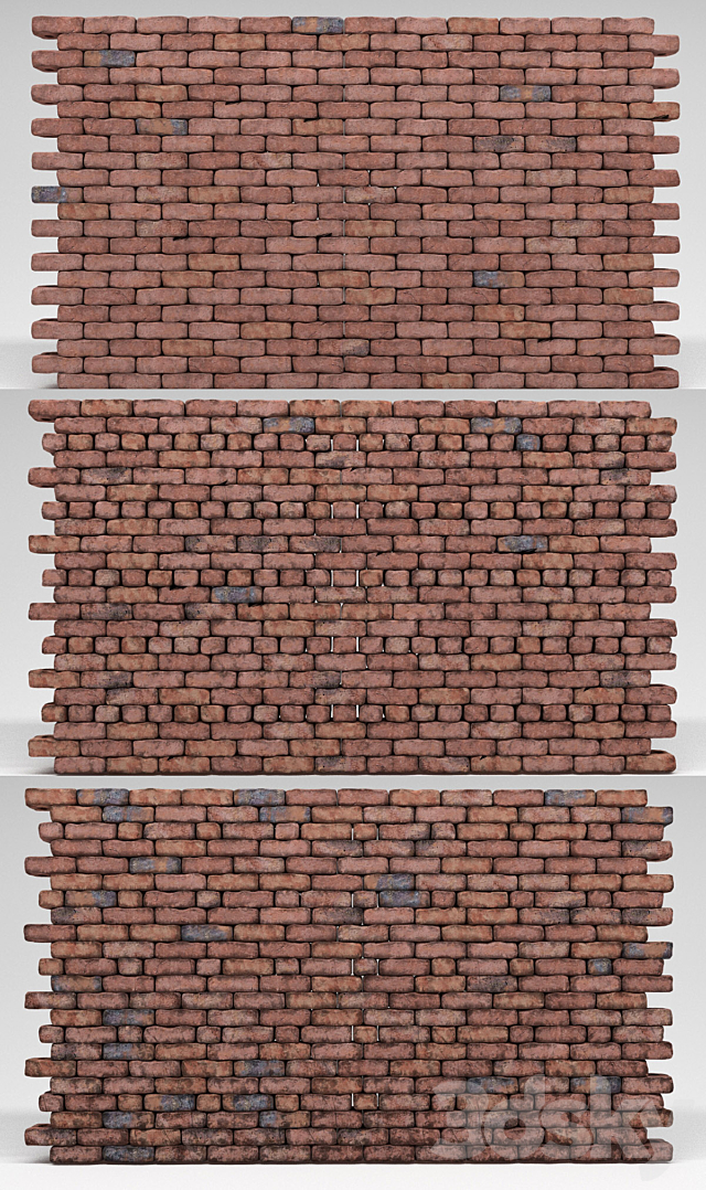 Wall of red bricks 3DS Max Model - thumbnail 2