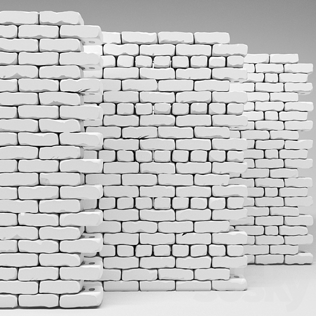 Wall of red bricks 3DS Max Model - thumbnail 3