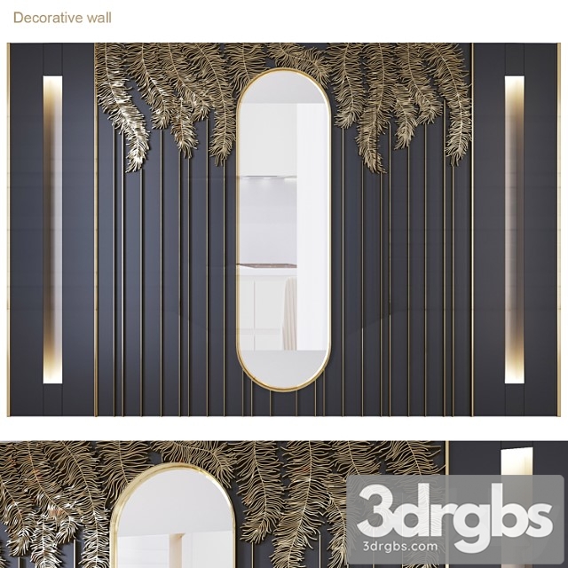 Wall Palm Leaves 3dsmax Download - thumbnail 1