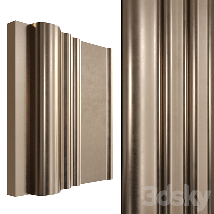 WALL PANEL 01 – GOLD WAVES 3DS Max Model - thumbnail 1