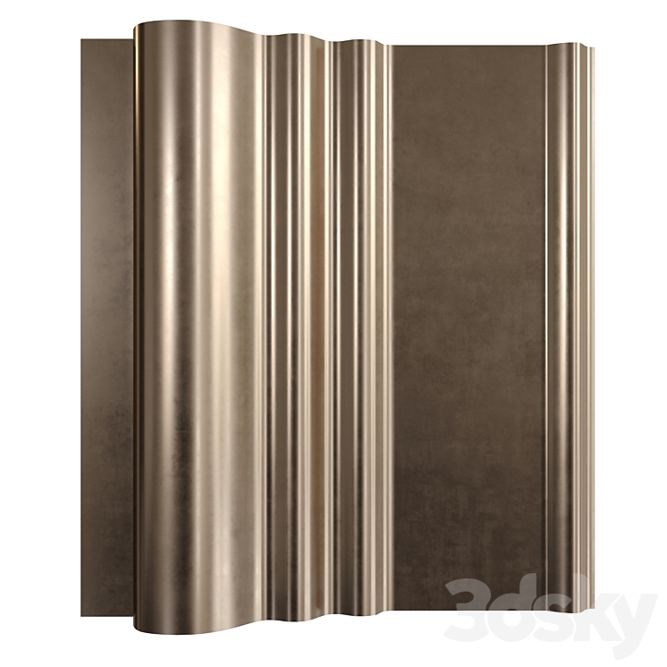 WALL PANEL 01 – GOLD WAVES 3DS Max Model - thumbnail 2