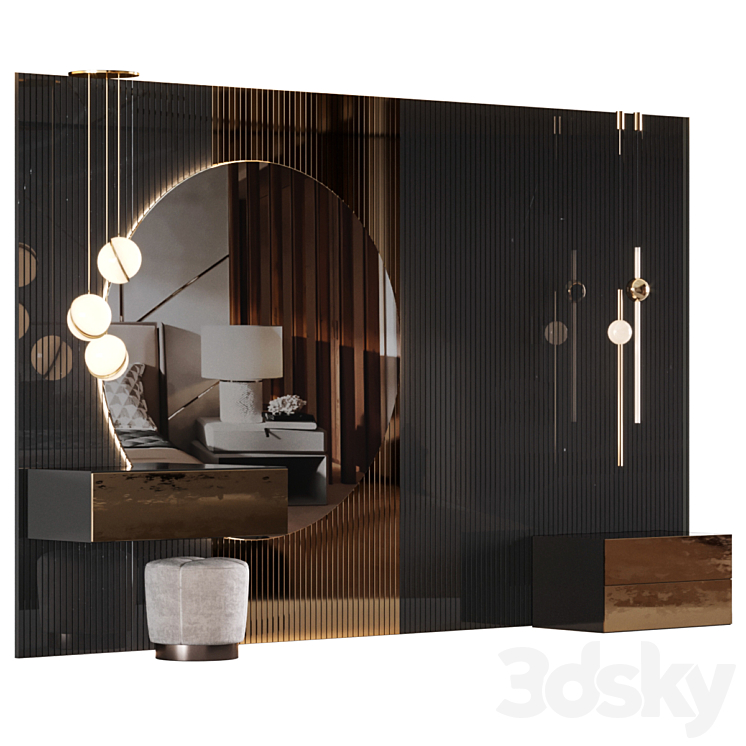 Wall panel and dressing table 3DS Max Model - thumbnail 1