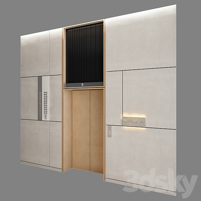 Wall panel elevator 3DS Max Model - thumbnail 2