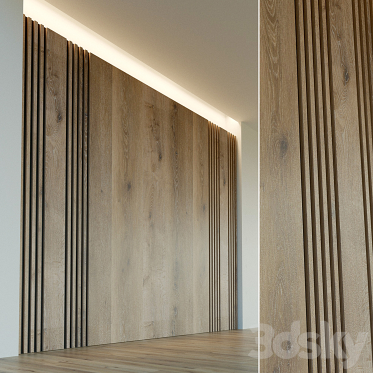 Wall panel made of wood. Decorative wall. 28 3DS Max - thumbnail 1