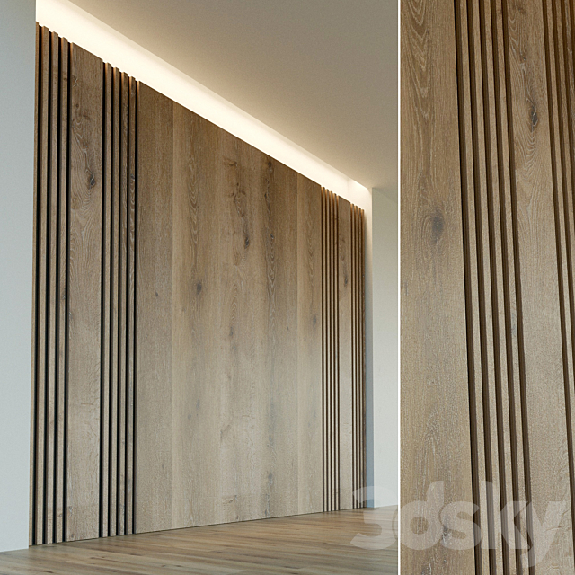 Wall panel made of wood. Decorative wall. 28 3DSMax File - thumbnail 1