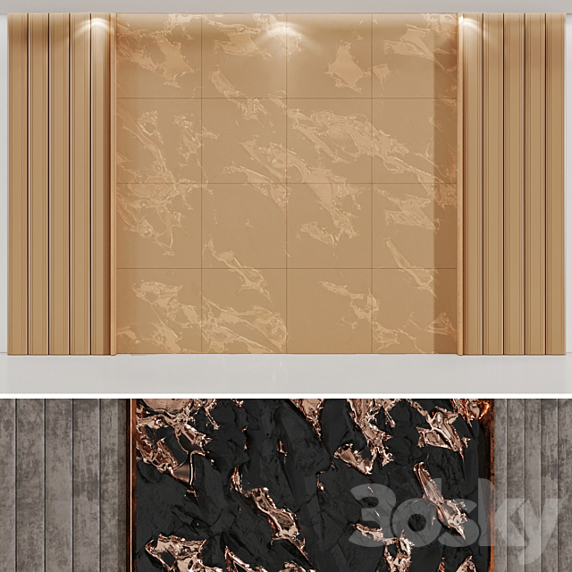 Wall panel Scandy Rock and soft beige panels 3DS Max Model - thumbnail 5