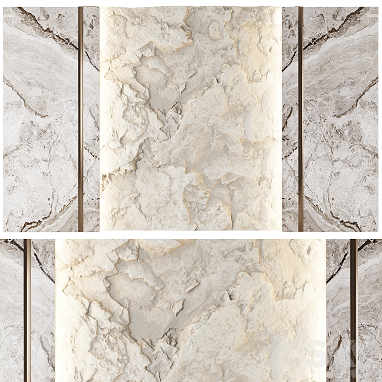 Wall panel with a white rock 3DS Max - thumbnail 1