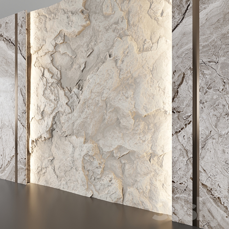 Wall panel with a white rock 3DS Max - thumbnail 2