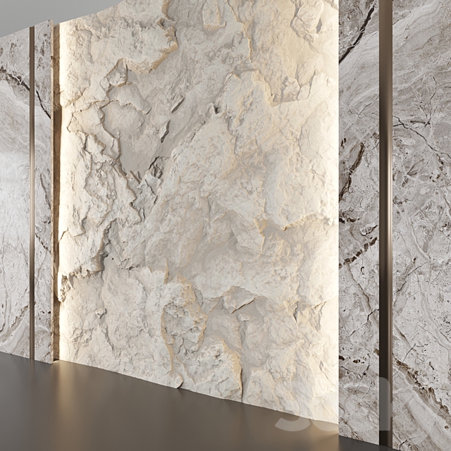 Wall panel with a white rock 3DSMax File - thumbnail 2