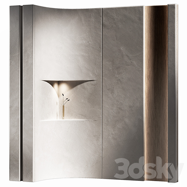 Wall panels 7 – corner niche. Plaster and wood partition. 3ds Max - thumbnail 1