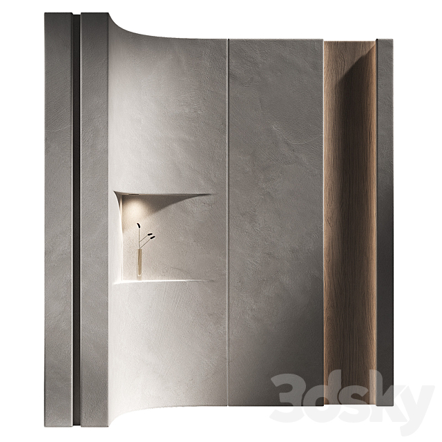 Wall panels 7 – corner niche. Plaster and wood partition. 3ds Max - thumbnail 2