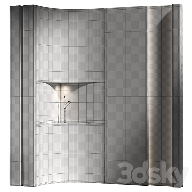 Wall panels 7 – corner niche. Plaster and wood partition. 3ds Max - thumbnail 3