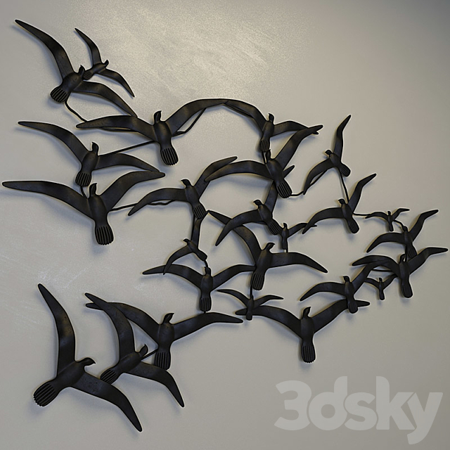 Wall panels “Birds in flight” 3ds Max - thumbnail 1