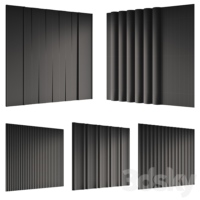 Wall panels set Modern 3DS Max Model - thumbnail 7