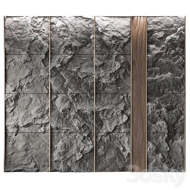 Wall rock panel 3DS Max - thumbnail 1