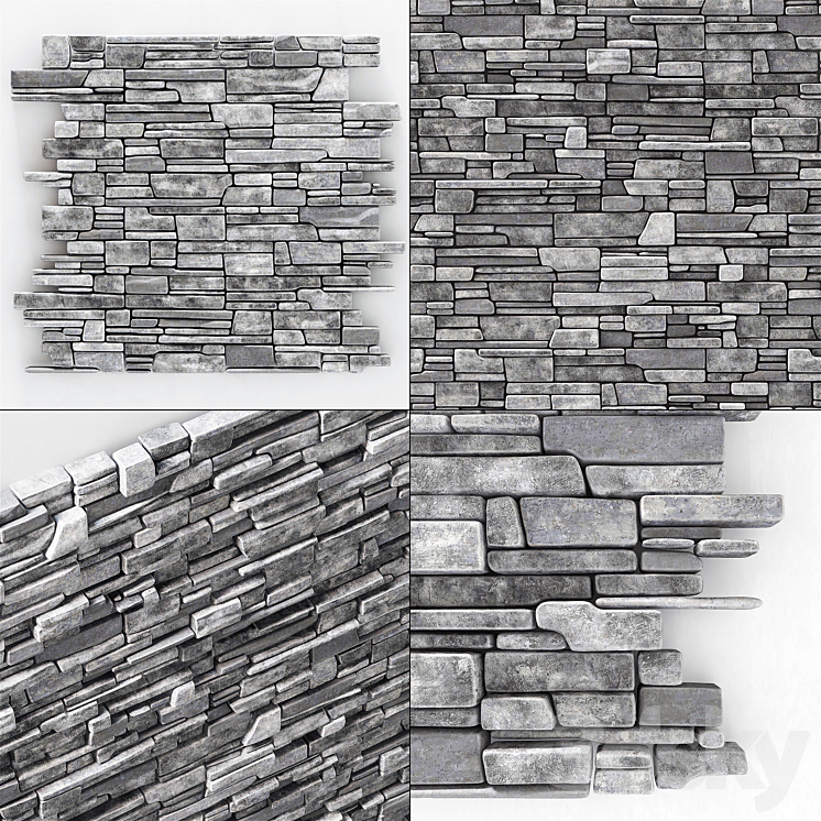 Wall stone clincer rock decor n1 3DS Max - thumbnail 1