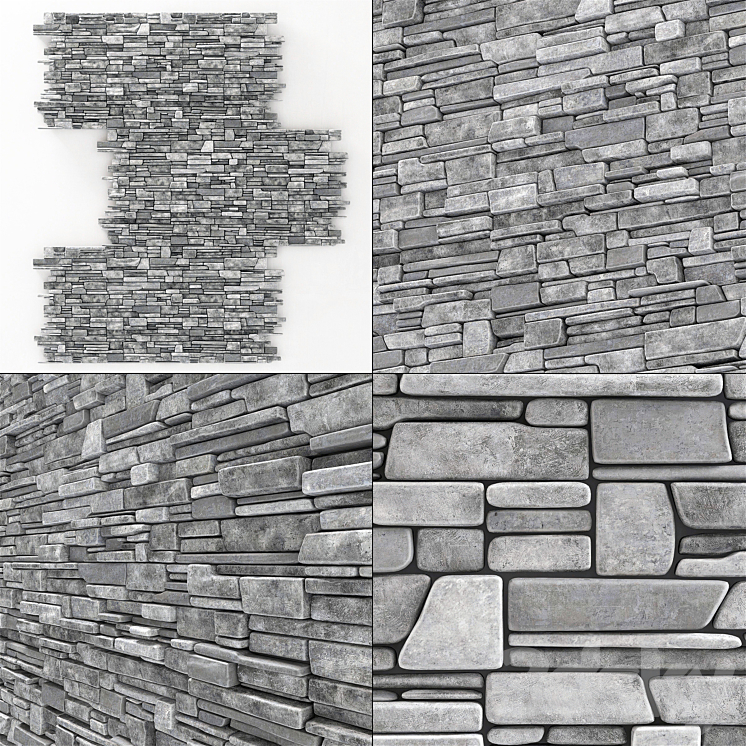 Wall stone clincer rock decor n1 3DS Max - thumbnail 2