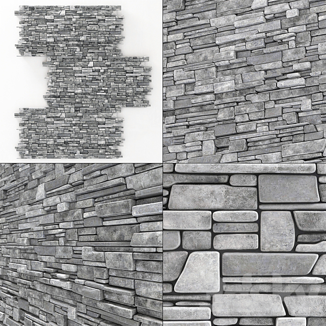 Wall stone clincer rock decor n1 3DSMax File - thumbnail 2