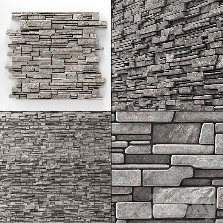 Wall stone clincer rock decor n3 3DS Max - thumbnail 1