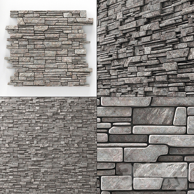 Wall stone clincer rock decor n3 3DSMax File - thumbnail 1