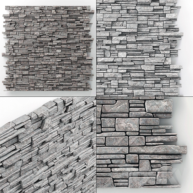 Wall stone clincer rock decor n3 3DSMax File - thumbnail 3