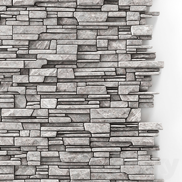 Wall stone clincer rock decor n3 3DSMax File - thumbnail 4