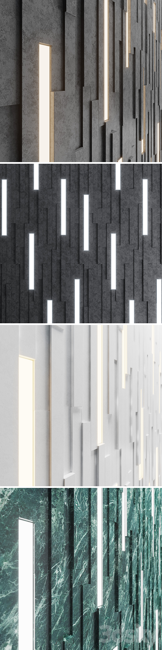 Wall Stone Stripes 3DS Max Model - thumbnail 2