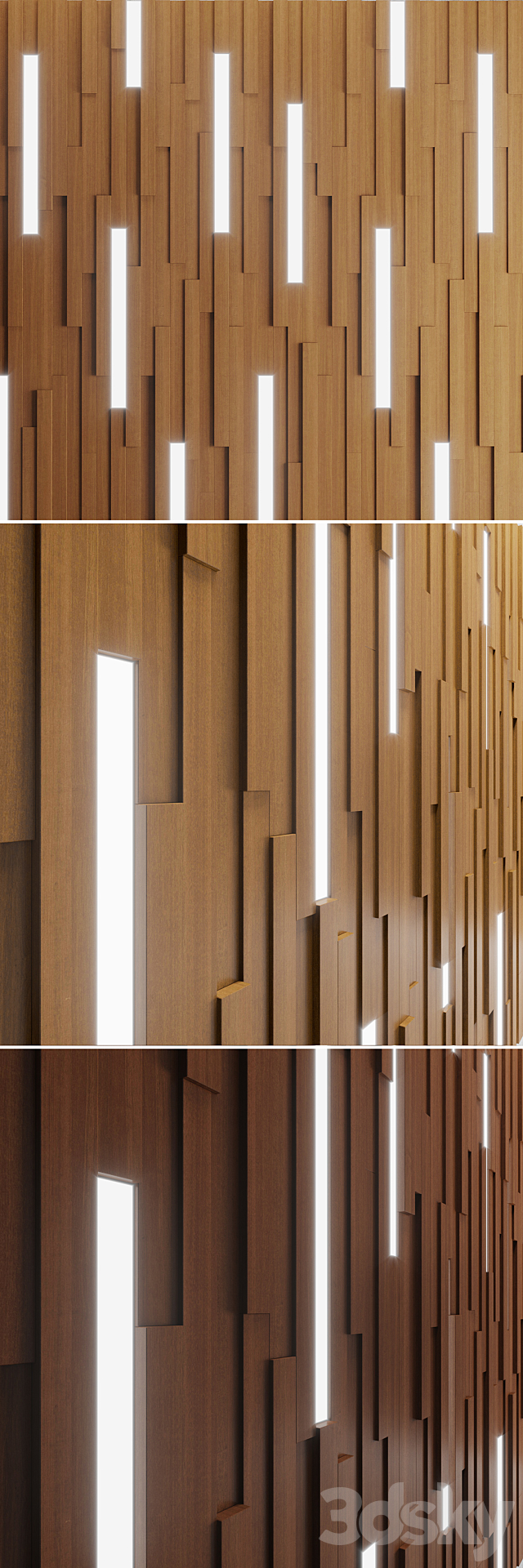 Wall Wooden Stripes 3DS Max Model - thumbnail 2