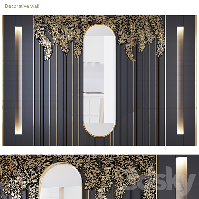 Wall_palm_leaves 3DSMax File - thumbnail 1