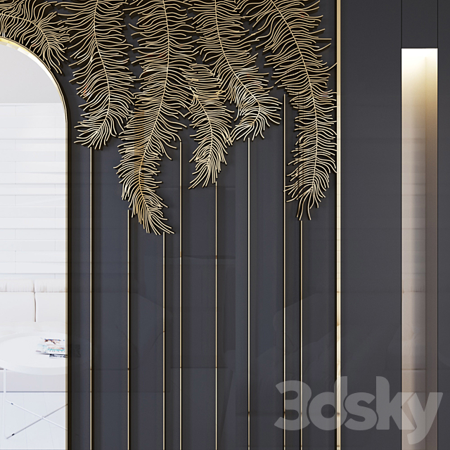 Wall_palm_leaves 3DSMax File - thumbnail 3