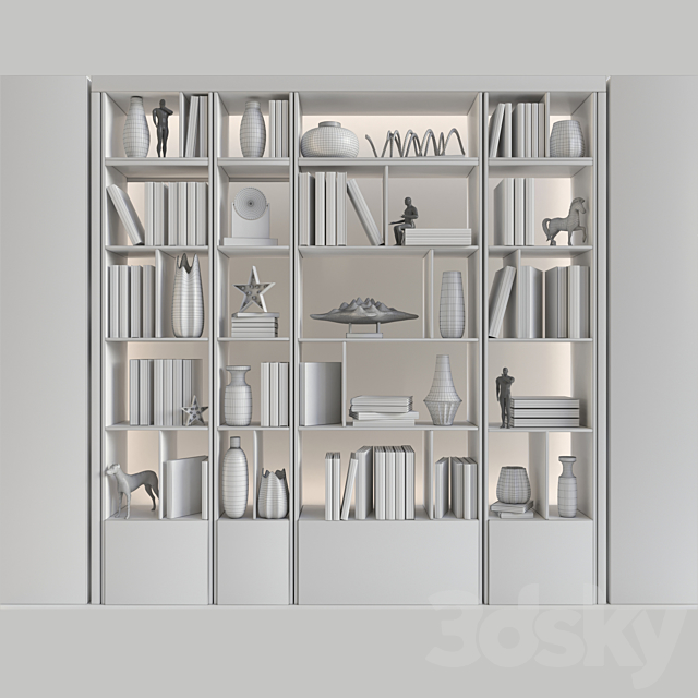 Wardrobe with decor. books and figurines 2 3DSMax File - thumbnail 2