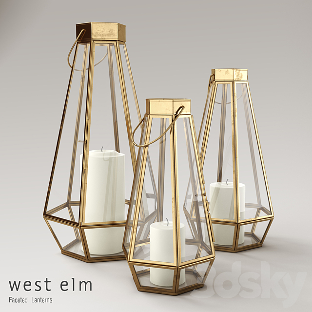 West Elm Faceted Lanterns 3ds Max - thumbnail 1