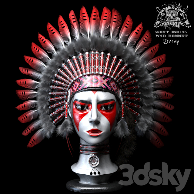 West Indian war bonnet 3ds Max - thumbnail 1