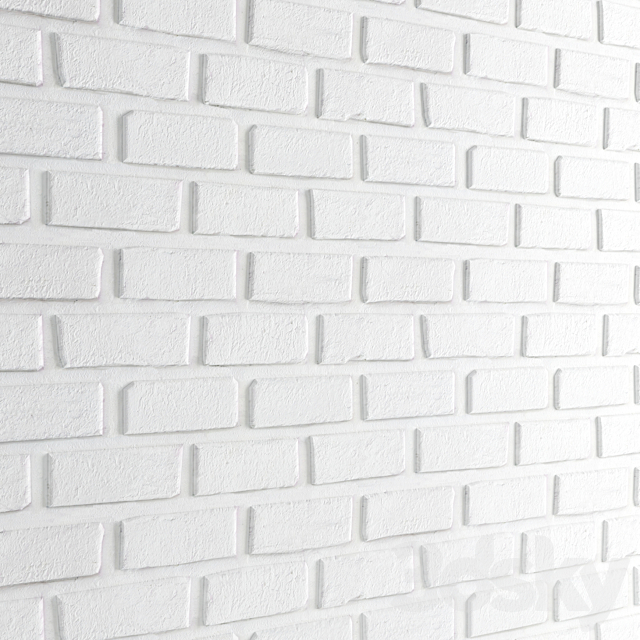 White brick. Set of 2 pieces. Masonry. brick. white. bleached. set. decorative. panel. wall 3DSMax File - thumbnail 3