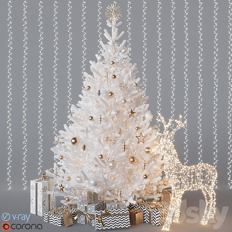 White christmas tree 3DS Max - thumbnail 1