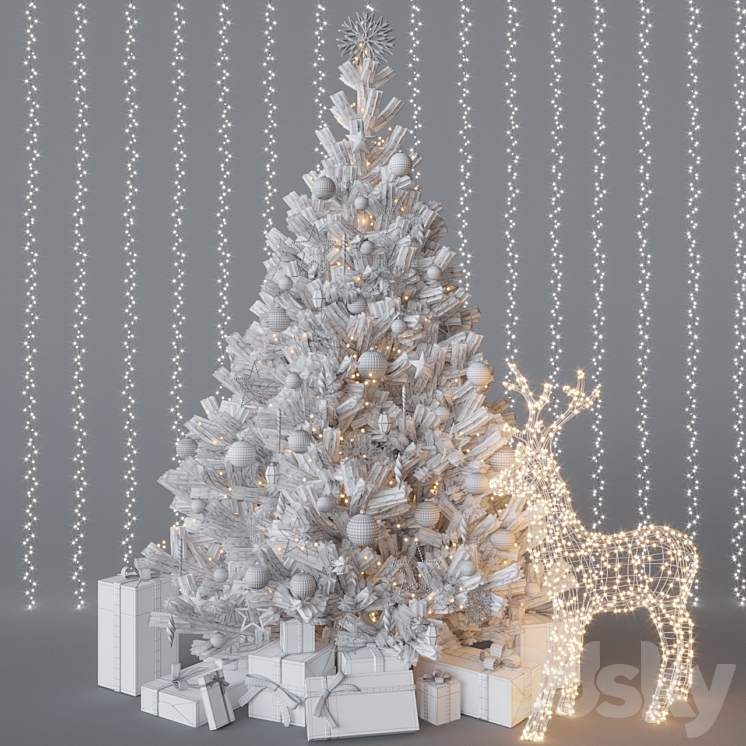 White christmas tree 3DS Max - thumbnail 2