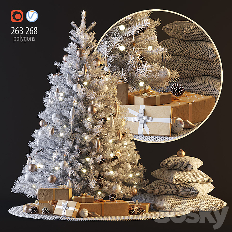 White Christmas tree 3DS Max - thumbnail 1